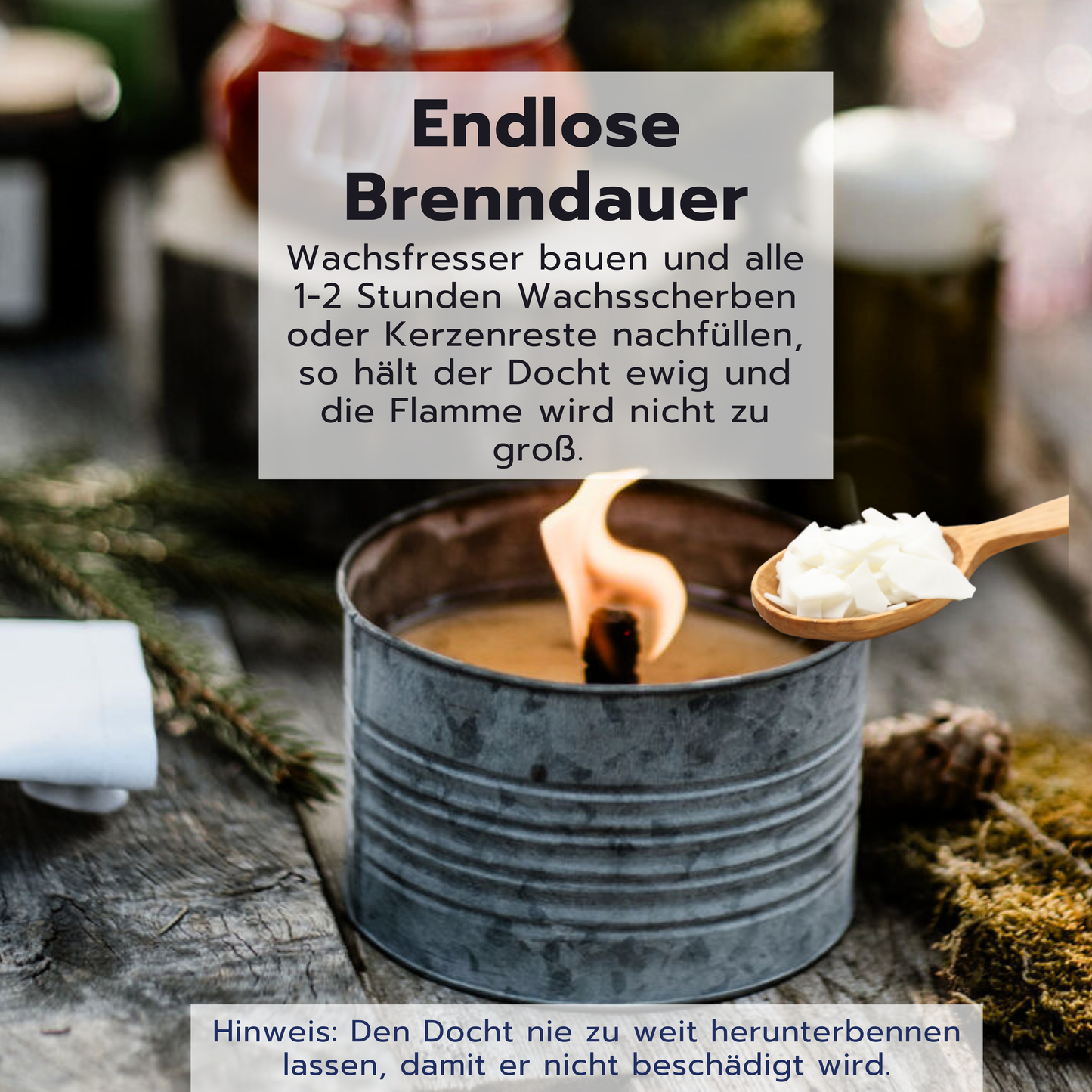 Dauerdocht für DIY Wachsfresser / Wachsfeuer / Outdoorkerze / Schmelzlicht