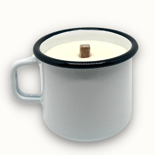 Wachsfresser "Fleur" Vintage Emaille Tasse - Wachsfeuer / Outdoorkerze / Brockenfeuer