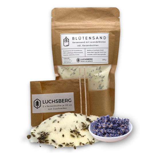 LUCHSBERG® Blütensand | aromatische Blütenkerze selber machen - inklusive Kerzendochte und Kerzensand | DIY Kerzen selbst herstellen