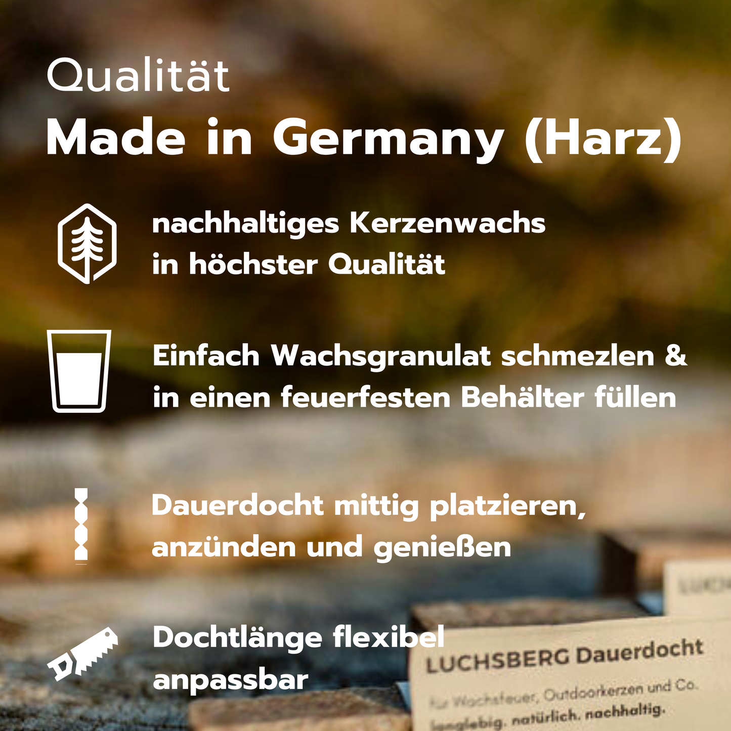 LUCHSBERG® Wachsfresser-Set | Wachsfresser selber machen - 2 x Dauerdocht und Kerzenwachs | DIY Kerzenfresser mit Wachsgranulat