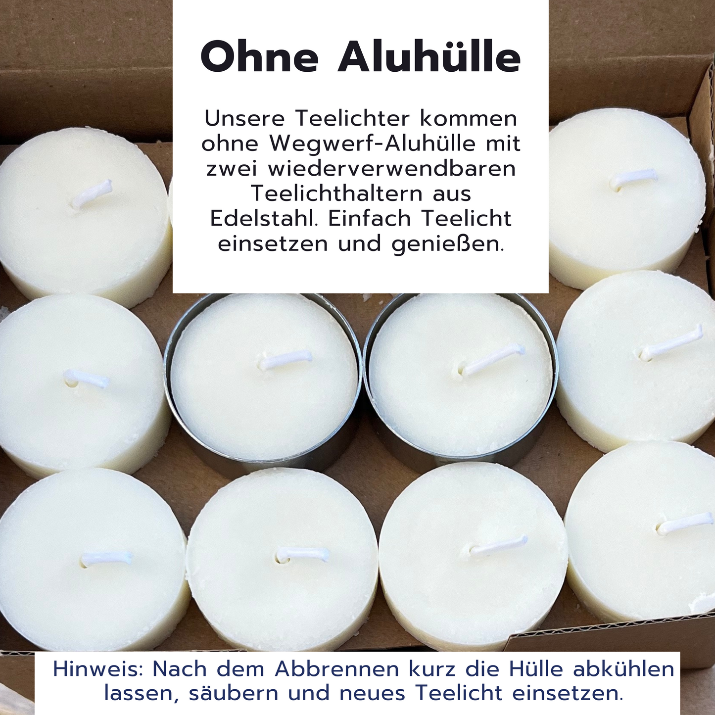 Luchsberg® nachhaltige Teelichter in wiederverwendbarer Edelstahlhülle - Windlichter und ökologische Kerzen aus recyceltem Wachs