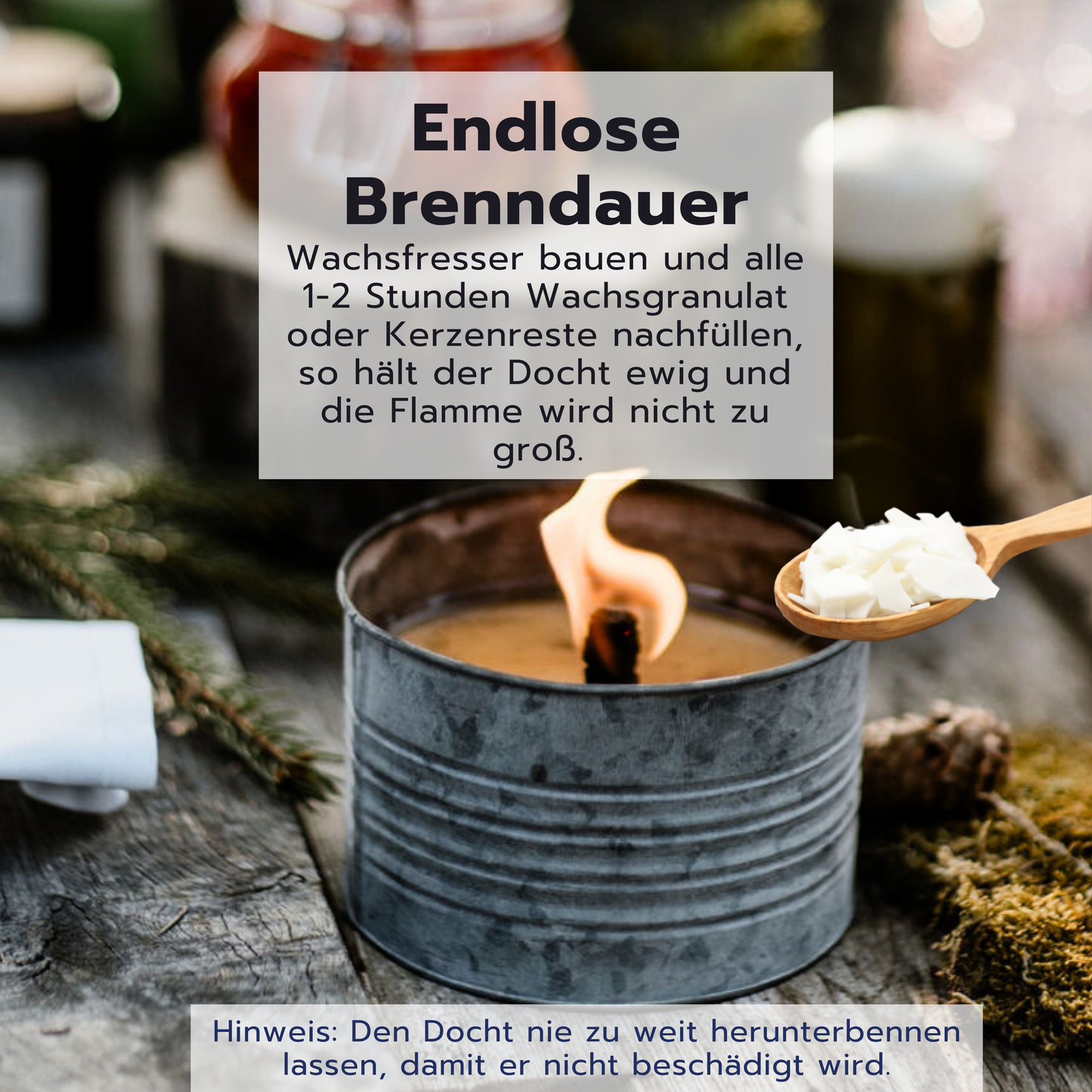 LUCHSBERG® Wachsfresser-Set | Wachsfresser selber machen - 2 x Dauerdocht und Kerzenwachs | DIY Kerzenfresser mit Wachsgranulat