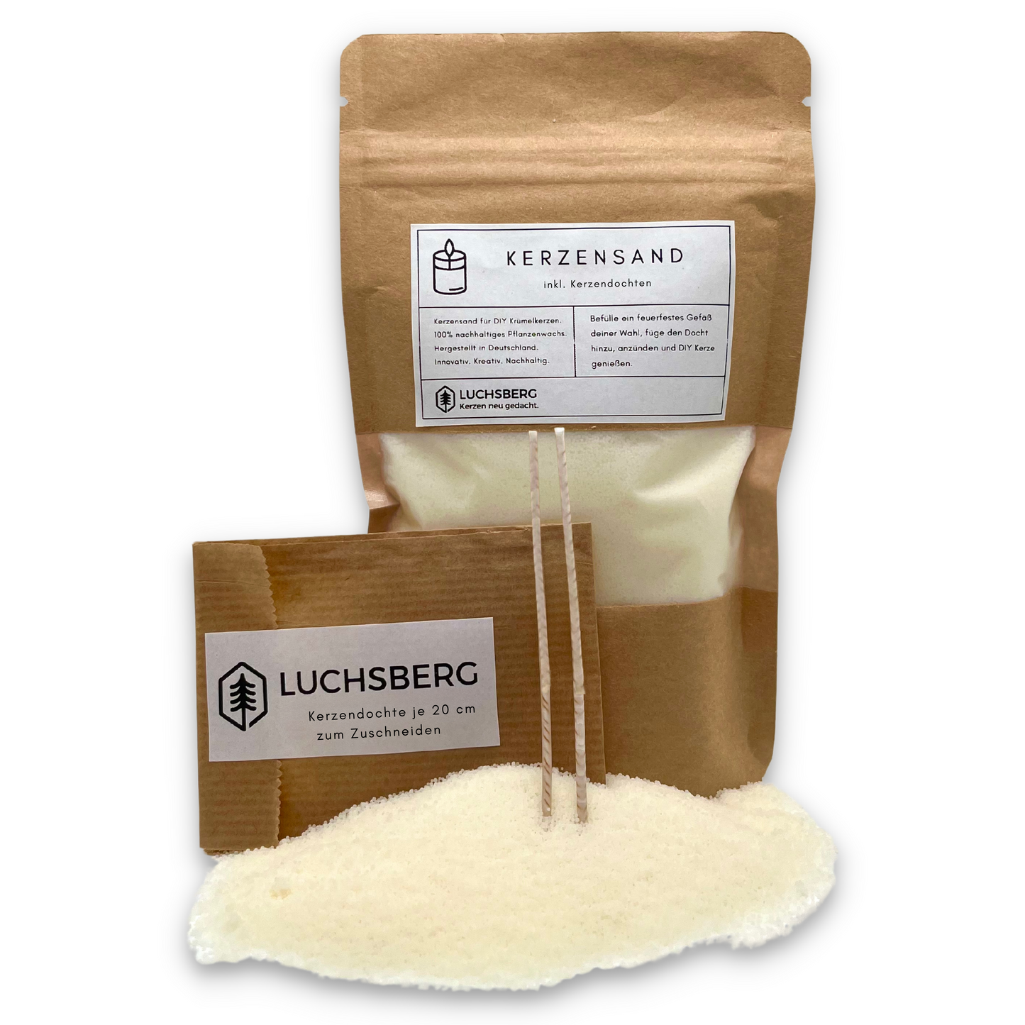 LUCHSBERG® Kerzensand | Nachhaltiger Kerzensand für DIY Kerzen | Wachskerze selber machen - inklusive Kerzendocht und Kerzensand