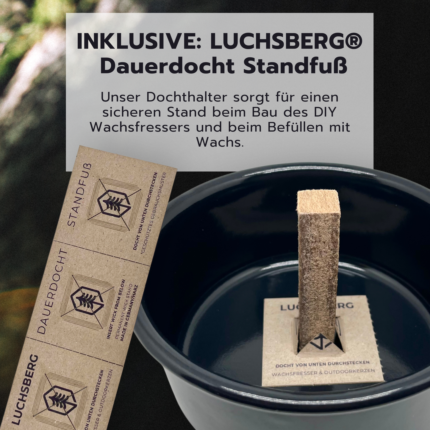 LUCHSBERG® Wachsfresser-Set | Wachsfresser selber machen - 2 x Dauerdocht und Kerzenwachs | DIY Kerzenfresser mit Wachsgranulat
